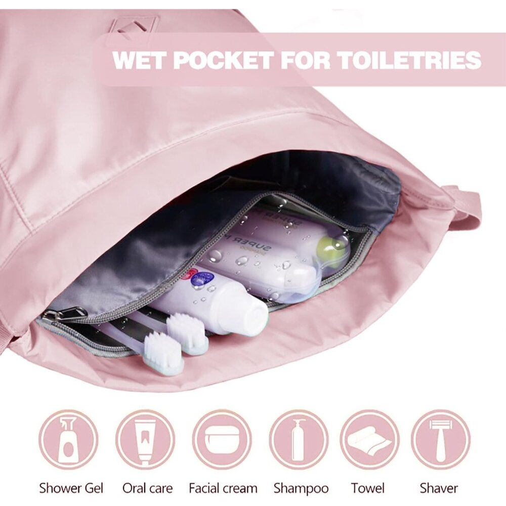 Pink Water-Resistant Drawstring Backpack With Wet… - image 2